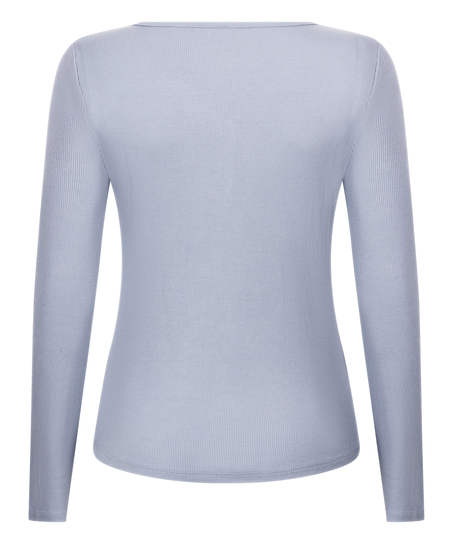Longsleeved Pyjama Top Henley, Purple