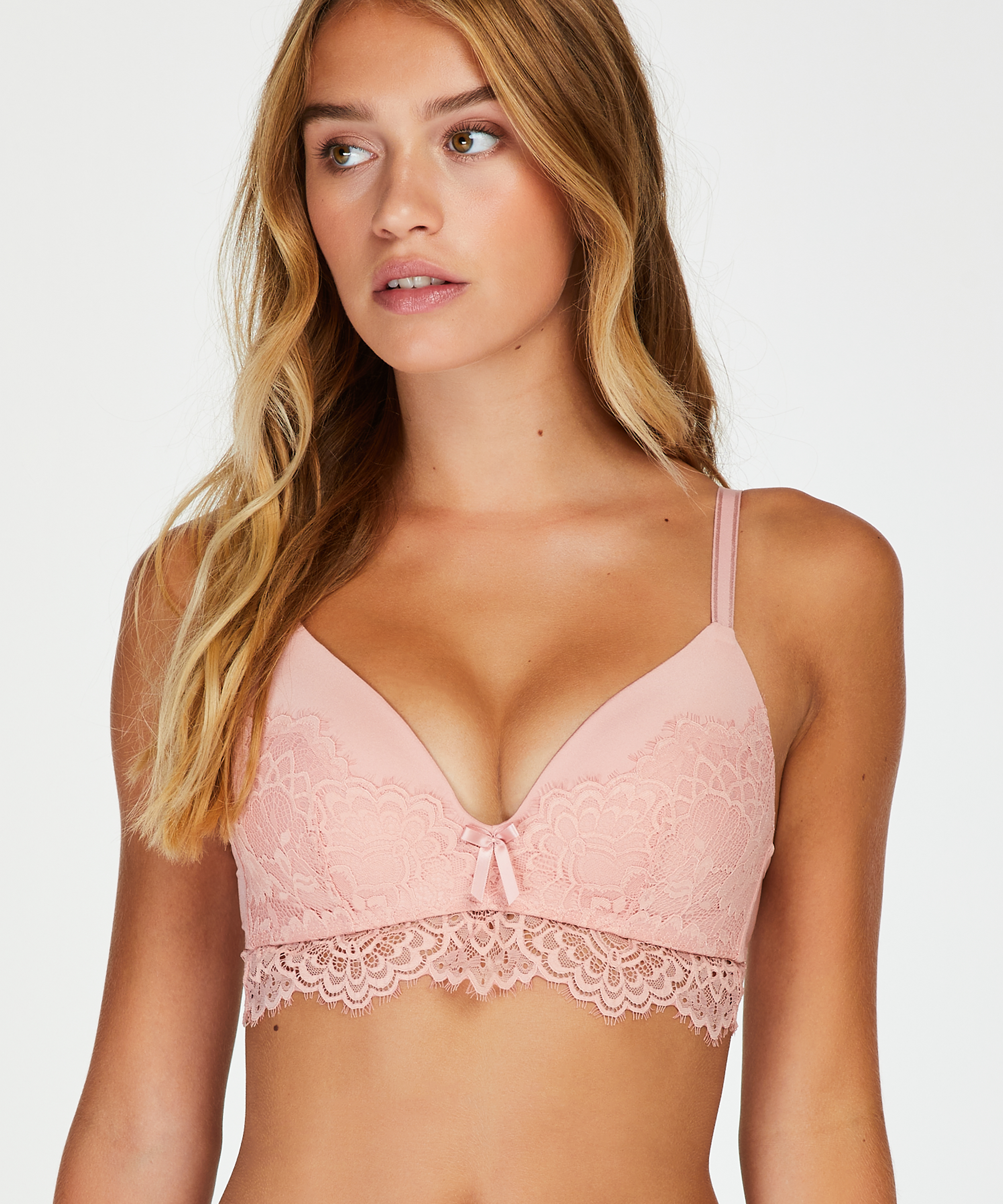 Sabina padded longline non-wired bra, Pink, main
