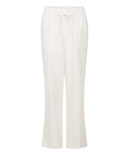 Seersucker Cotton Pyjama Pants, White
