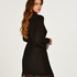 Short Viscose Lace Robe, Black