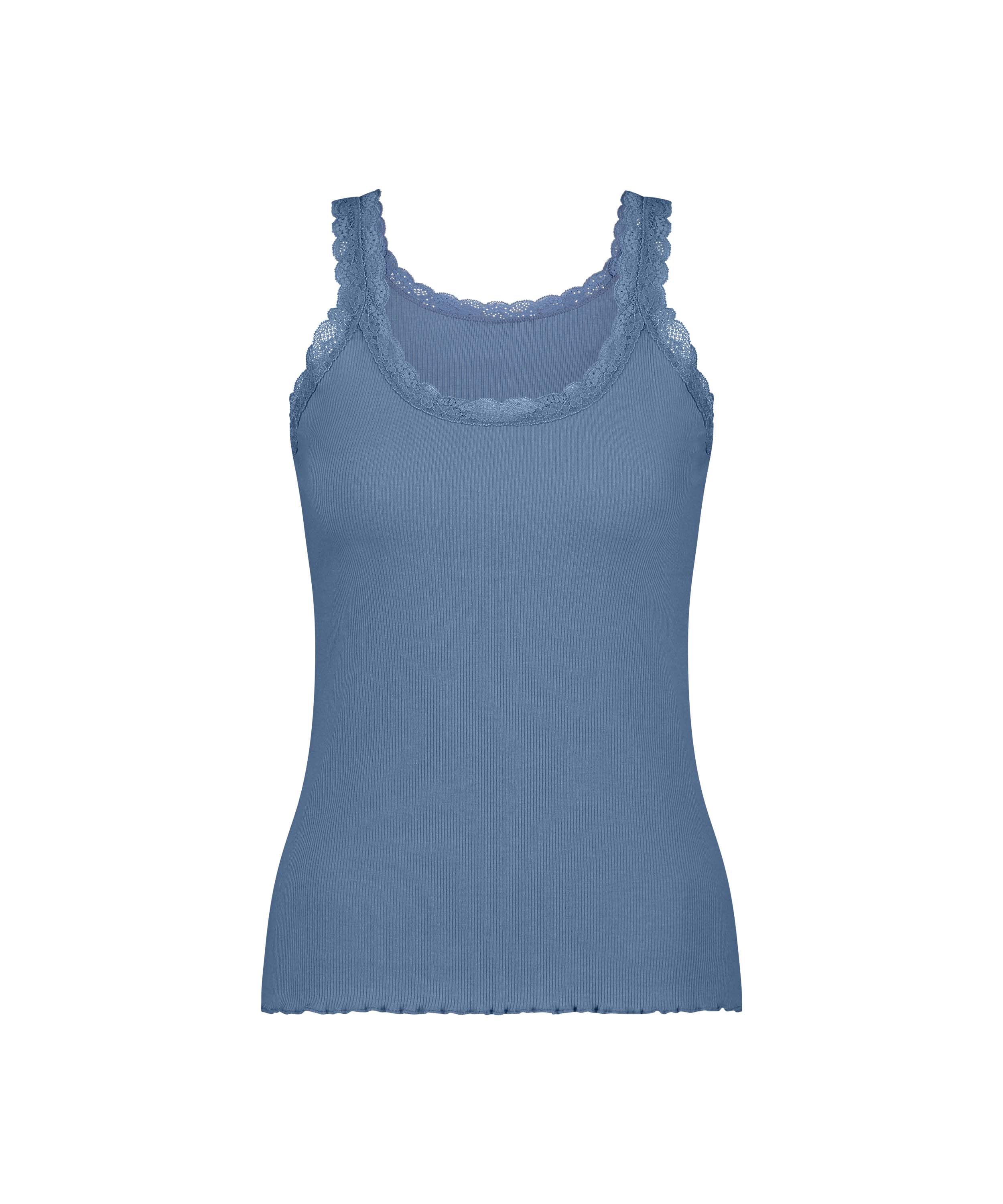 Ribbed Lace Singlet, Blue, main