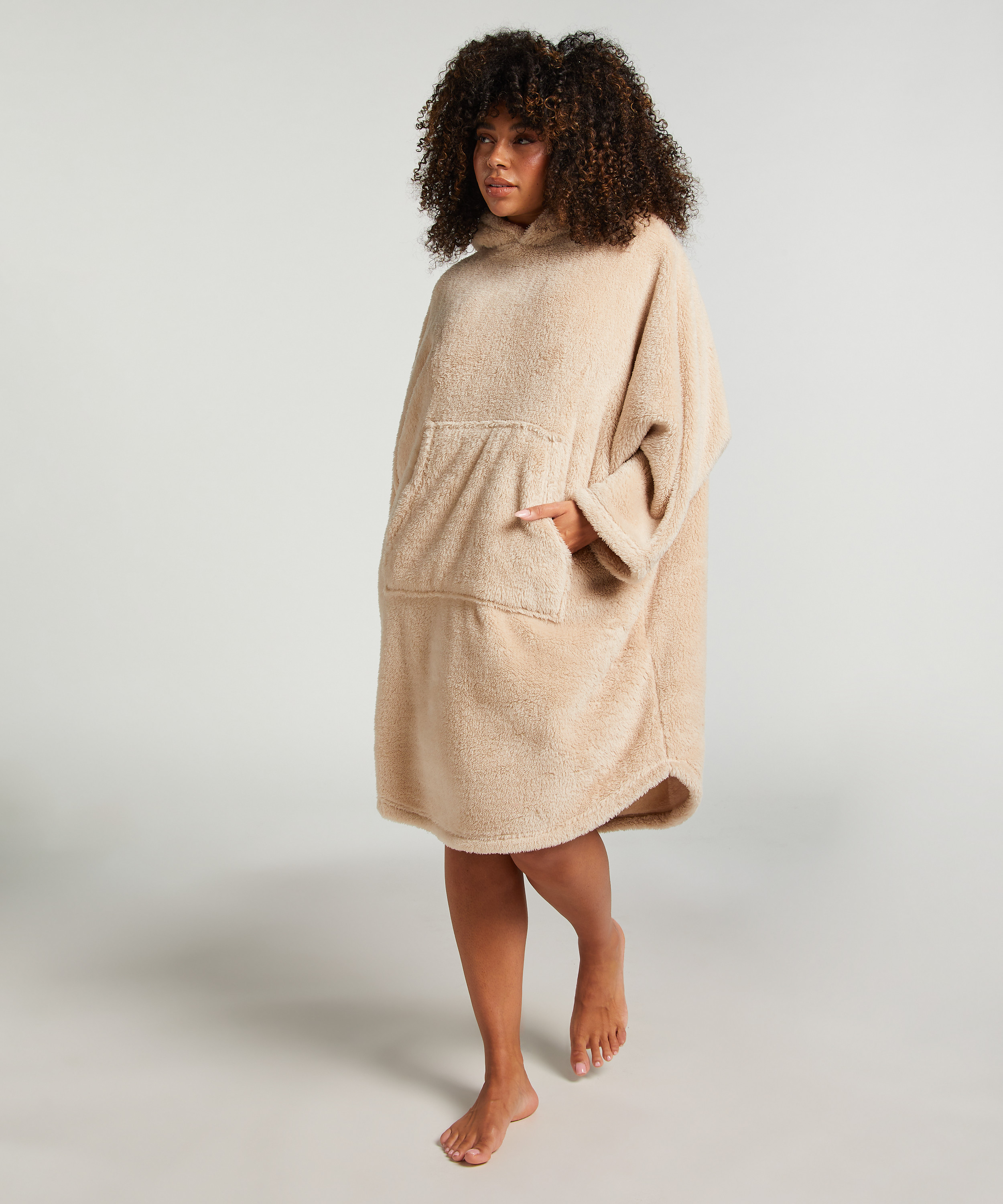 Snuggle Fleece Lounge Dress, Beige, main