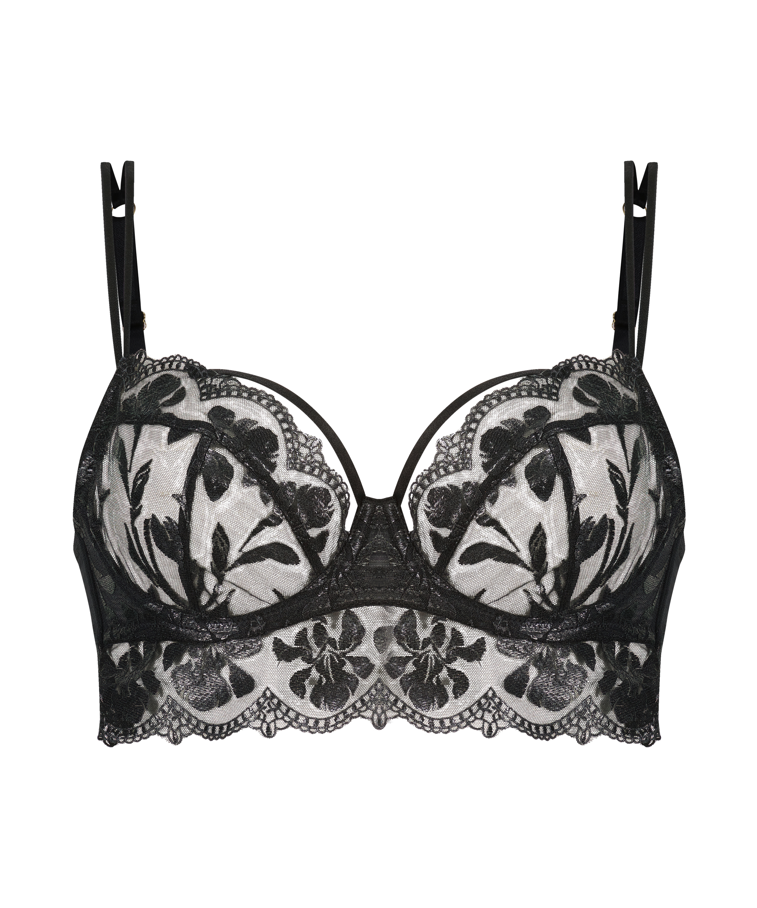Mila Non-Padded Longline Underwired Bra, Black, main
