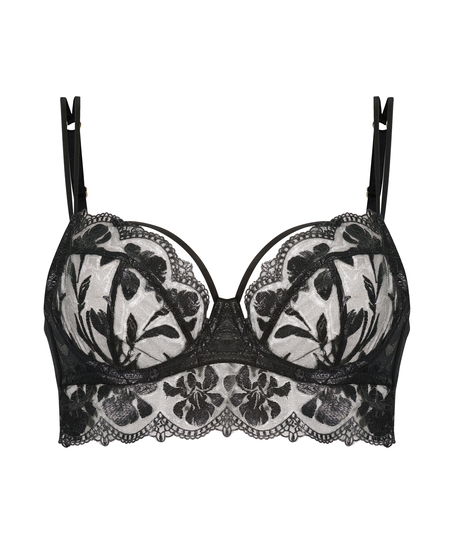 Mila Non-Padded Longline Underwired Bra, Black