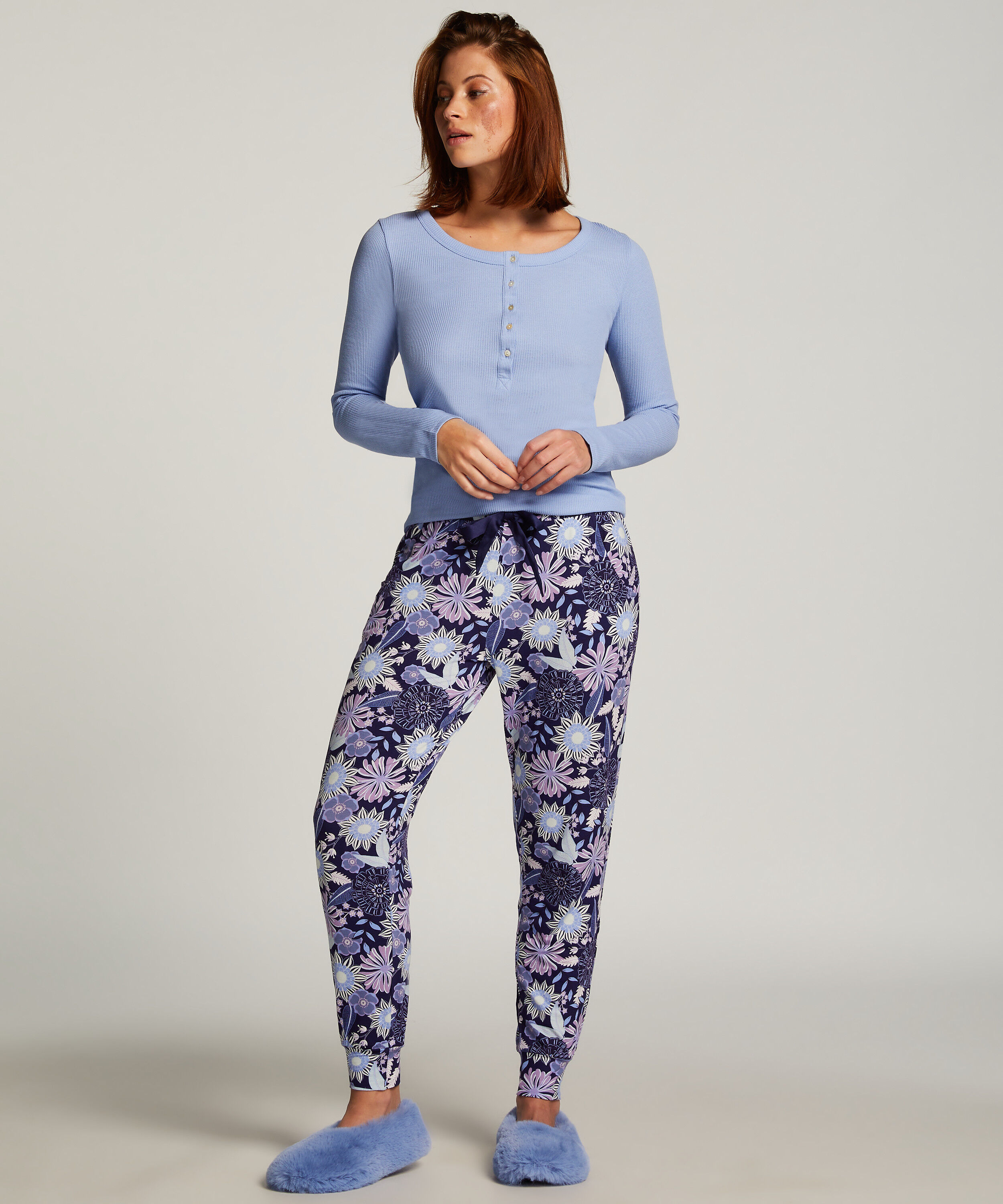 Long-Sleeved Pyjama Top, Blue