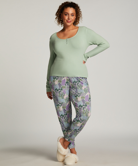 Ribbed Pyjama Top, Green