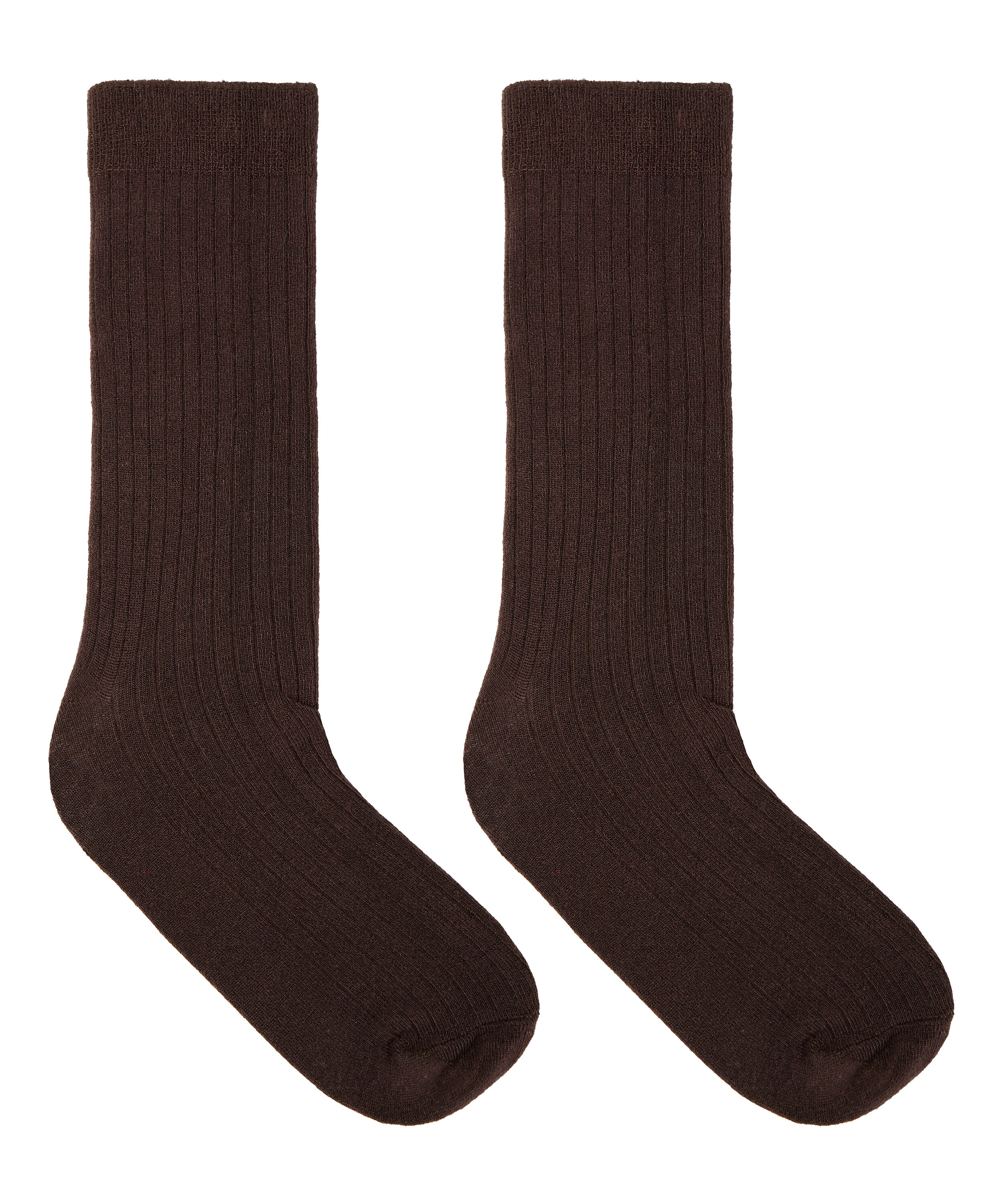 Cashmere Blend Ribbed Socks, Brown