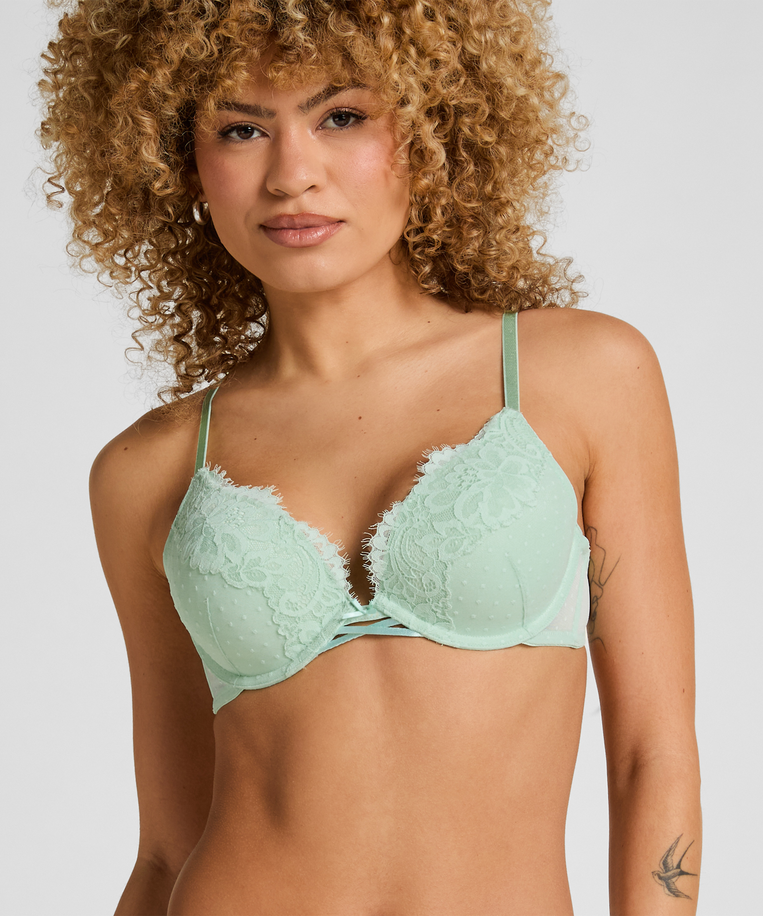 Harmony Padded Underwired Push-Up Bra, Green, main
