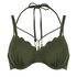 Scallop Padded Underwired Bikini Top, Green