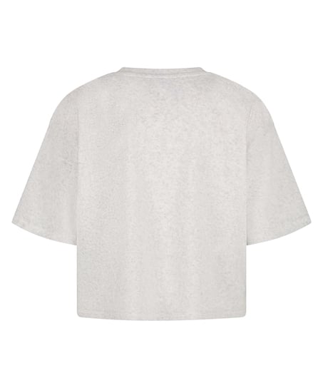 Short-sleeve velours top, Gray