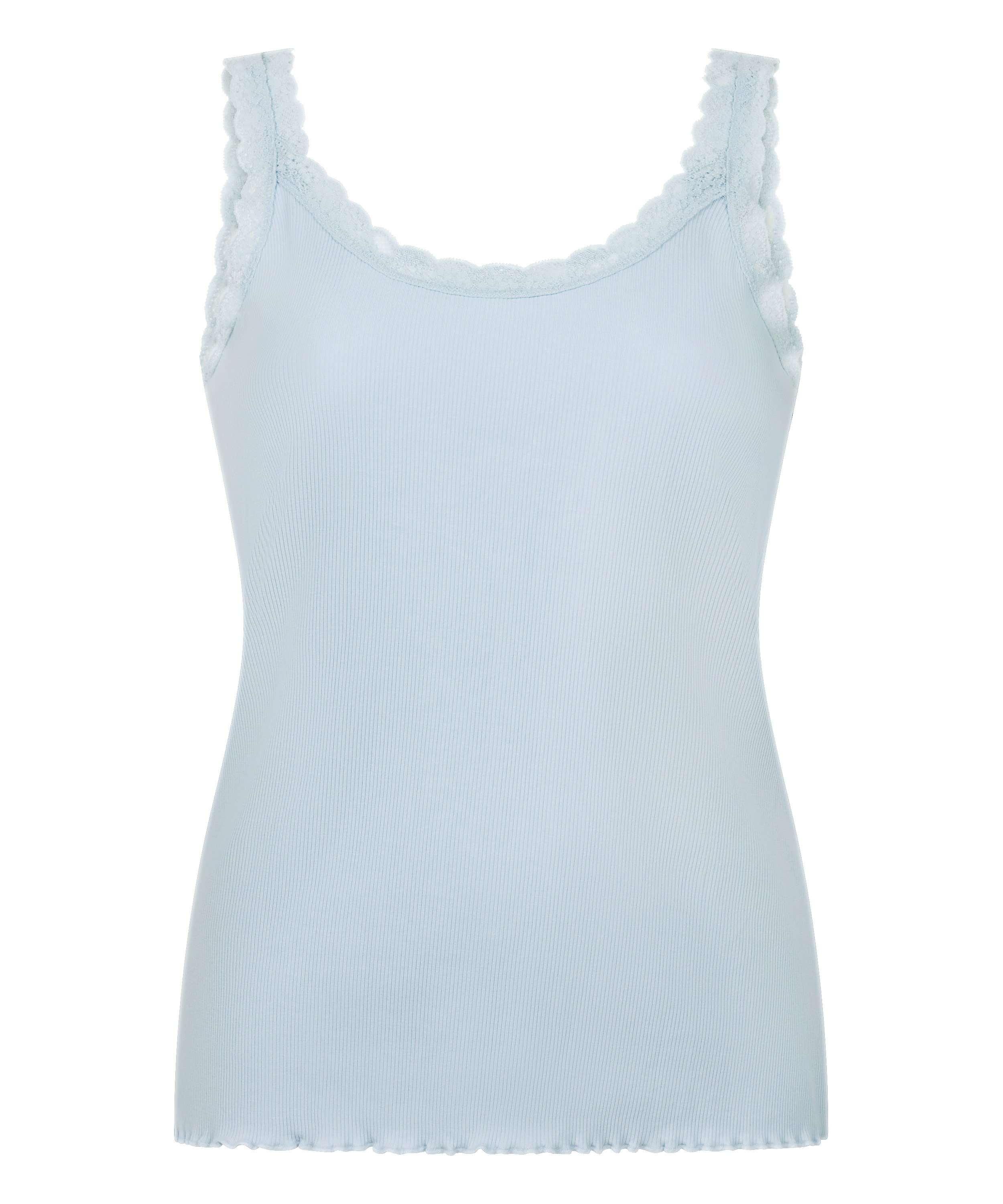Singlet Rib Jersey Lace, Blue, main