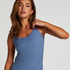 Ribbed Lace Singlet, Blue