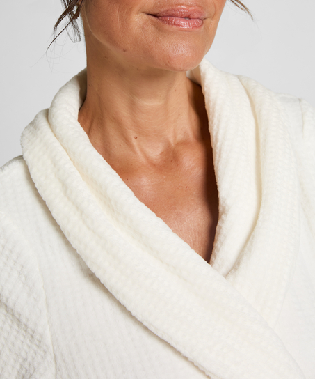 Fleece Bathrobe, White