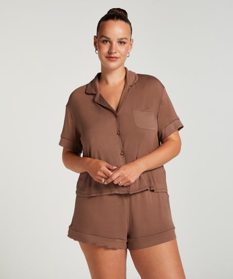 Essential Jersey Short-Sleeved Jacket, Brown
