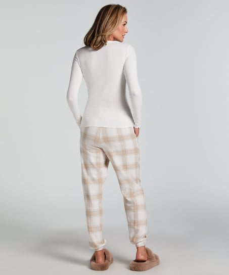 Flannel Pyjama Pants, Beige
