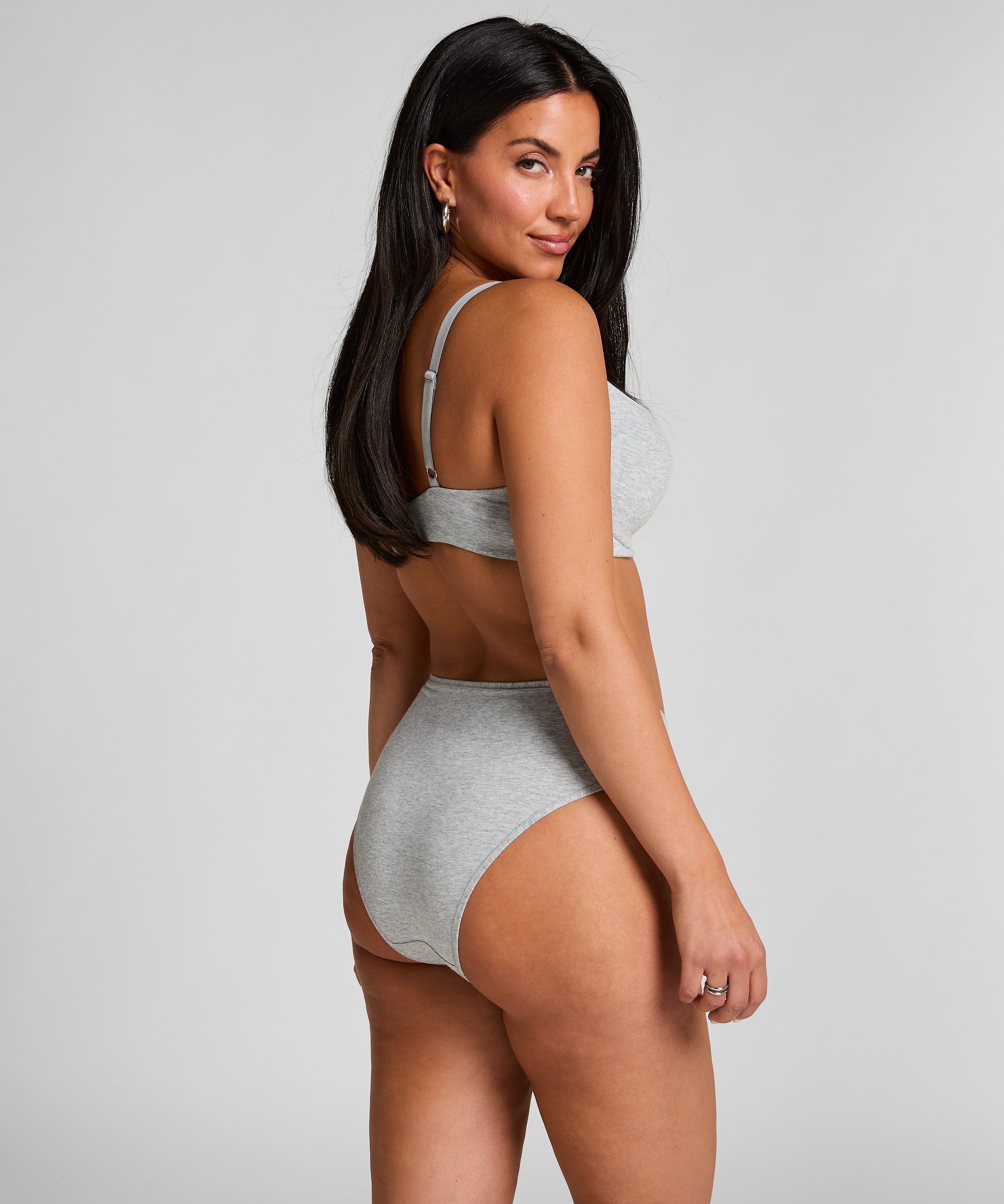 Cotton High Leg Brazilian, Gray, main