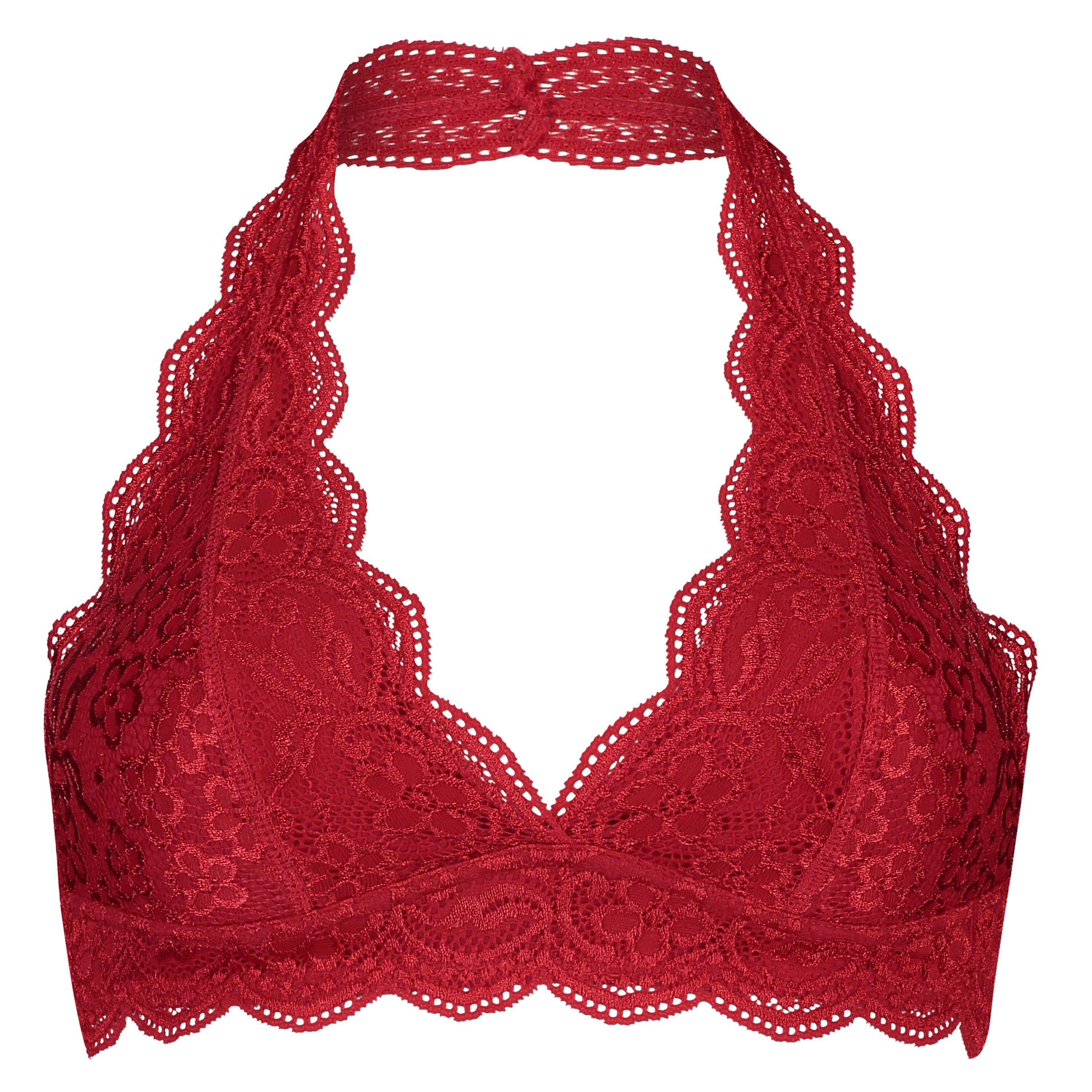 Halter Lace Bralette, Red, main