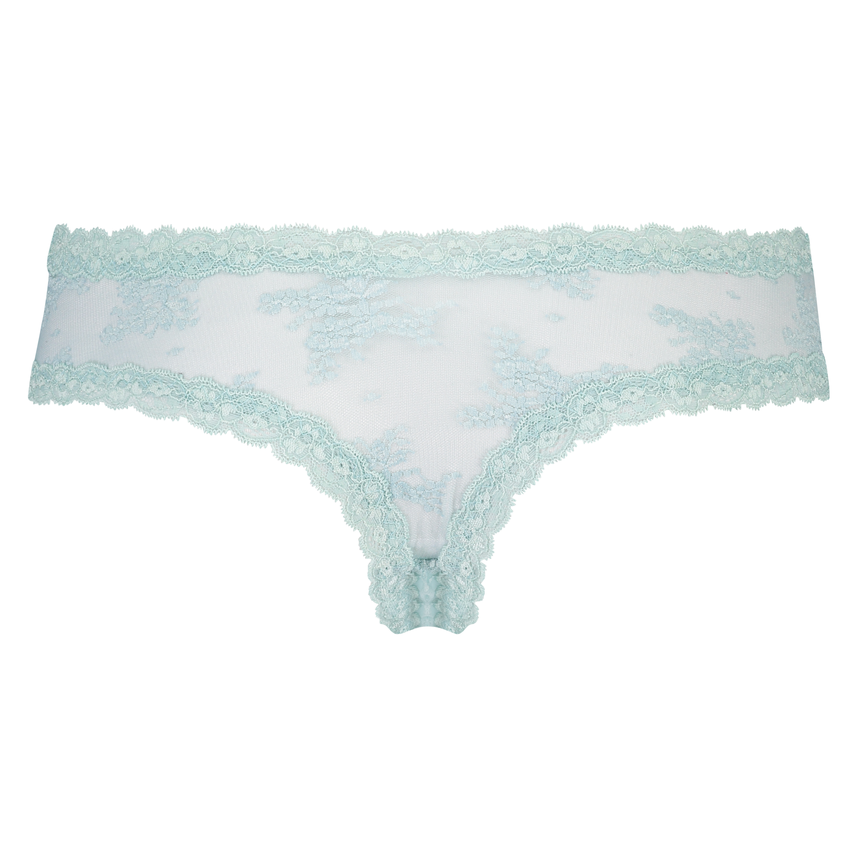 Floral Mesh V-shaped Brazilian Knickers, White, main