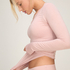 super soft Lace V-Neck shirt with Cashmere, Pink