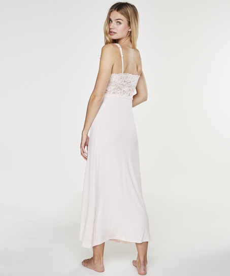 Long slip dress Modal lace, Pink