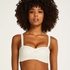 Broderie Padded Bandeau Bikini-Top, White