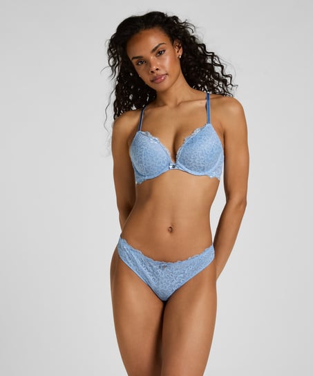 Marine Padded Push-Up Underwired Bra, Blue