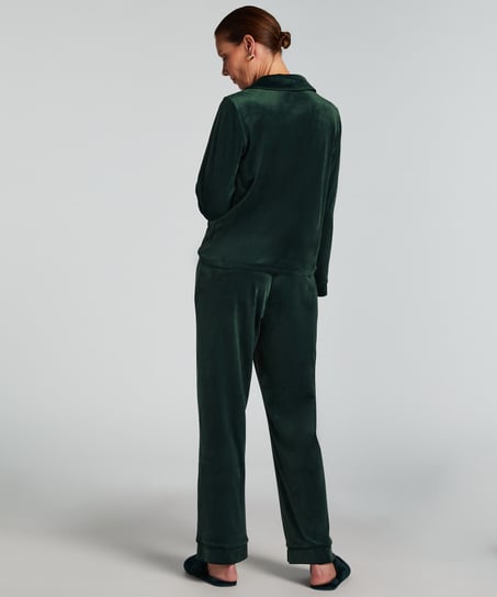 Velvet Pyjama Pants, Green
