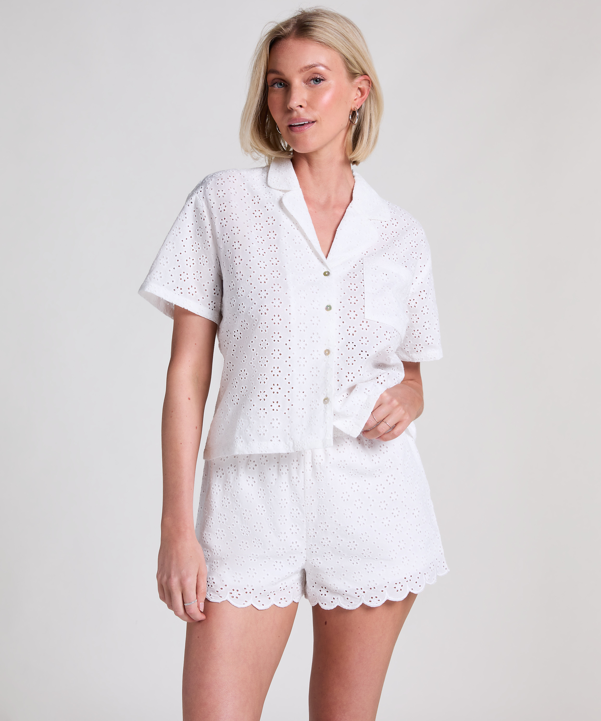 Short Broiderie Anglaise, White, main