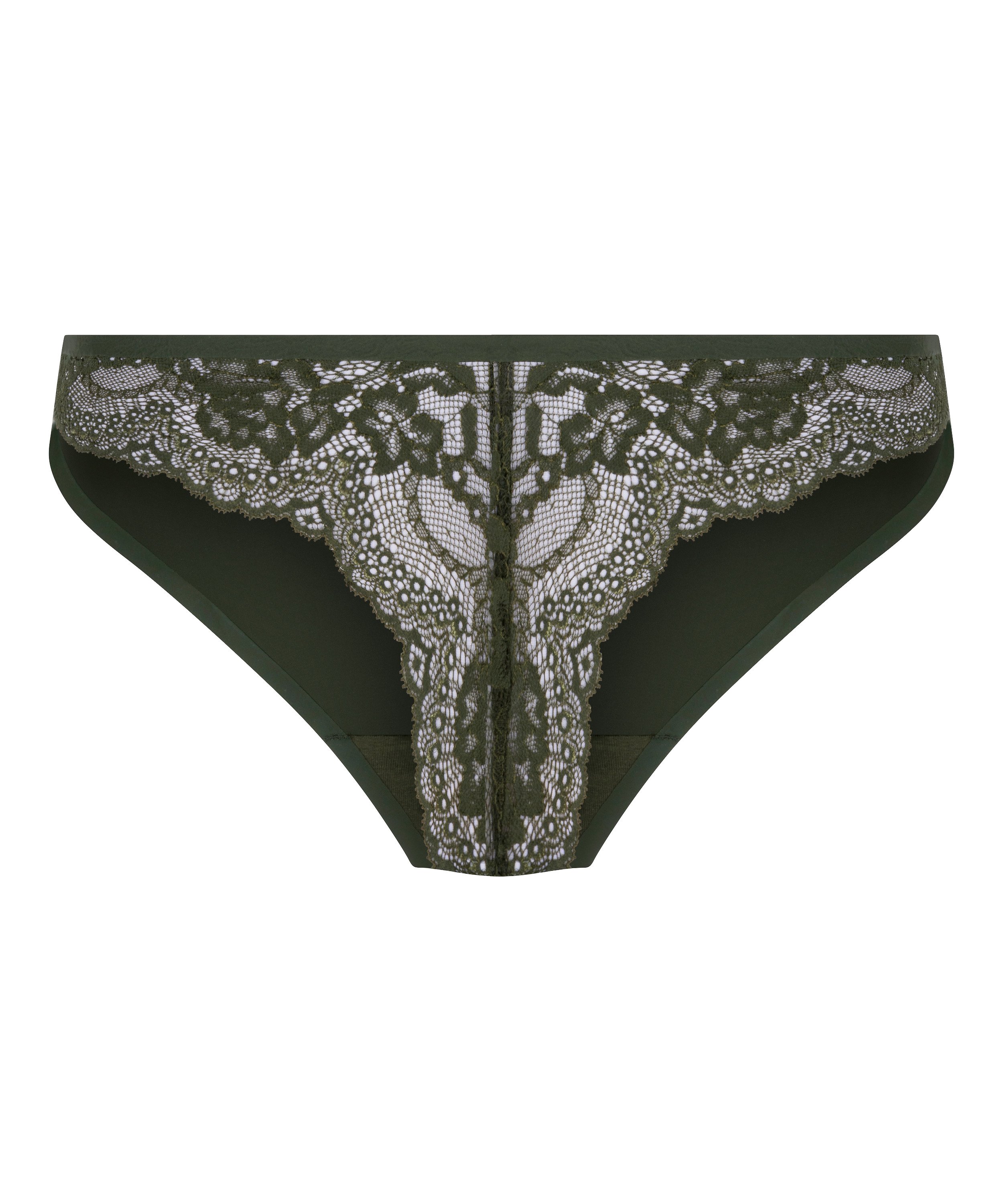 Lace Back Invisible Thong, Green, main