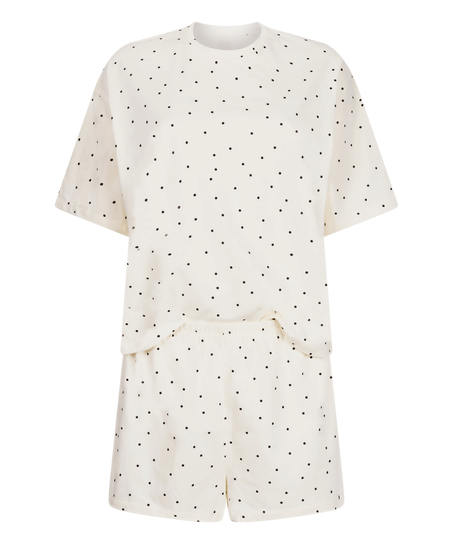Pyjama Set Cotton Jersey Short, White