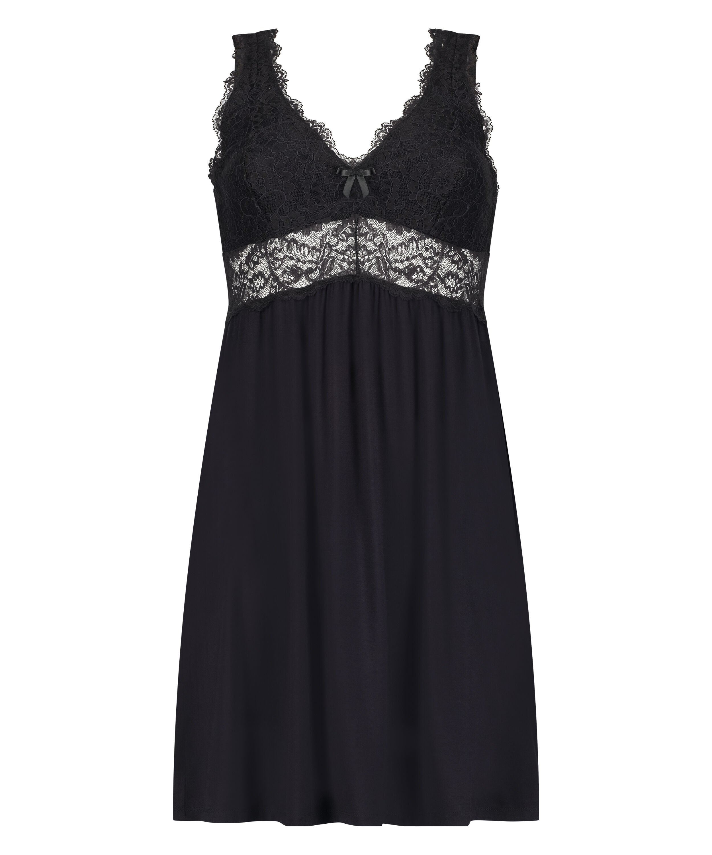 Nora Lace Slip Dress, Black
