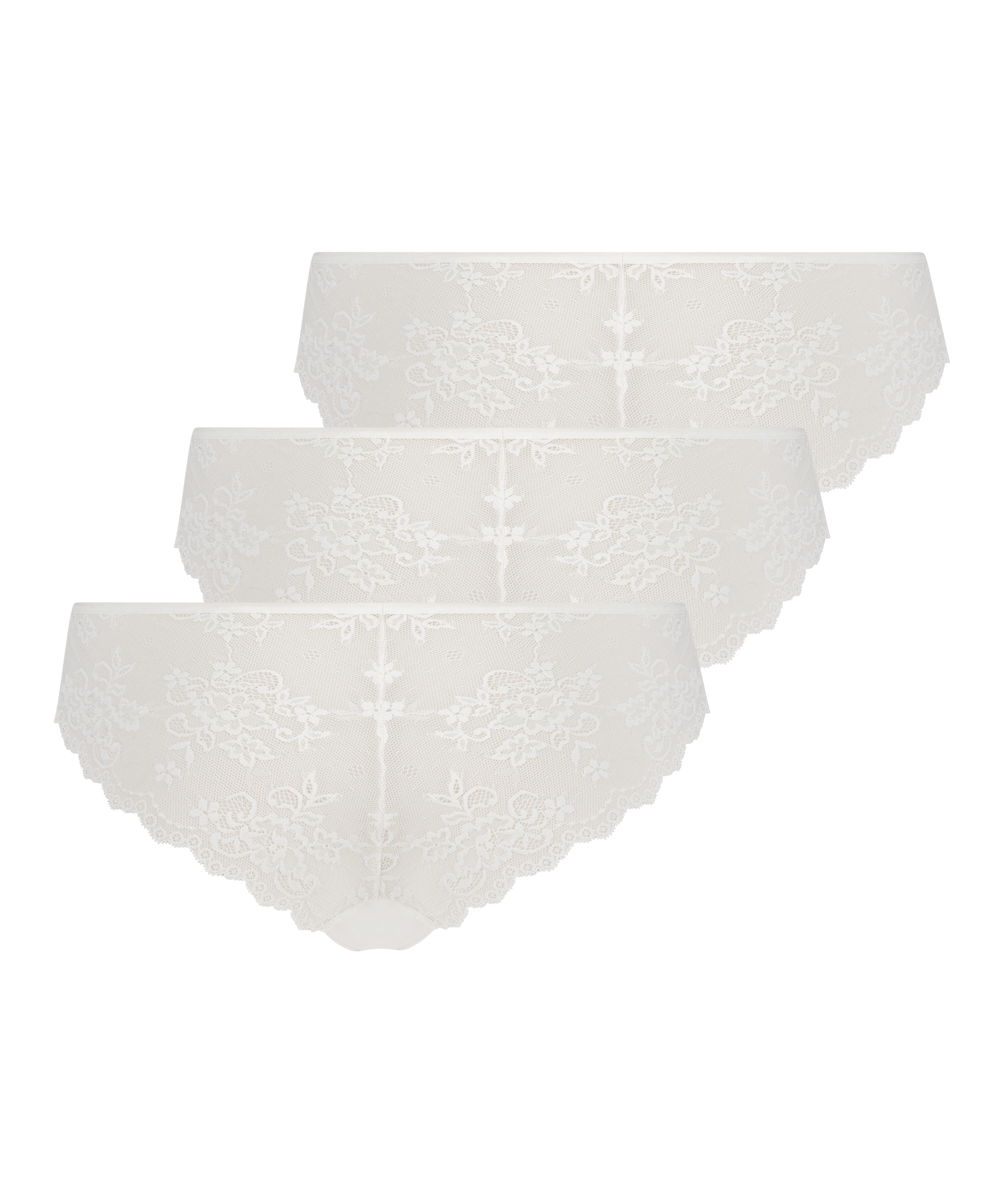 3 pack Invisible Lace Back Brazilian, White, main