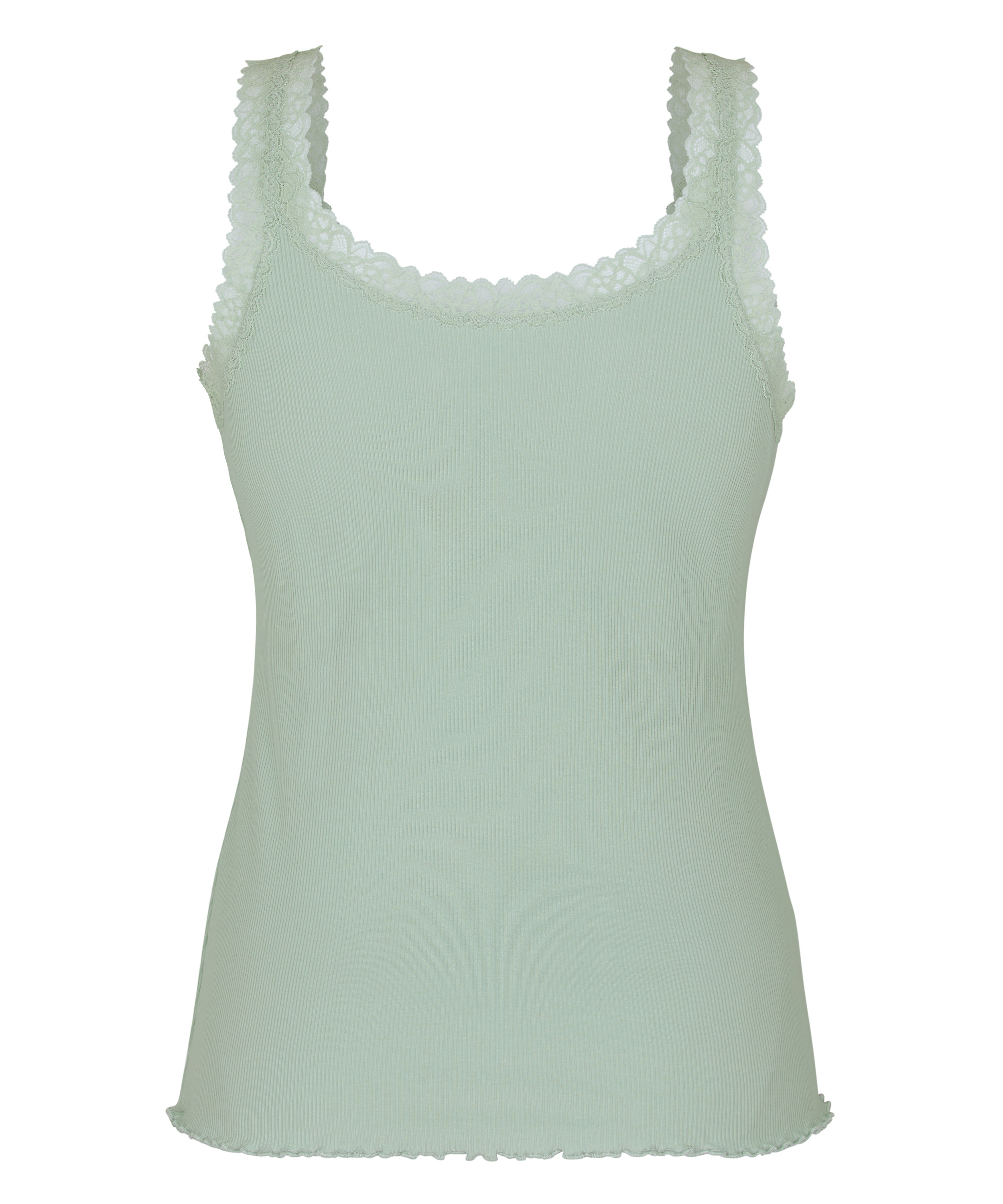 Singlet Rib Jersey Lace, Green, main