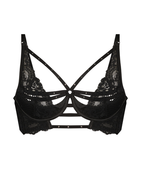 Monroe Padded Underwired Demi-Cup Bra, Black