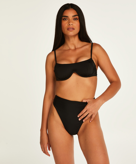 Sicily high-cut bikini bottoms, Black