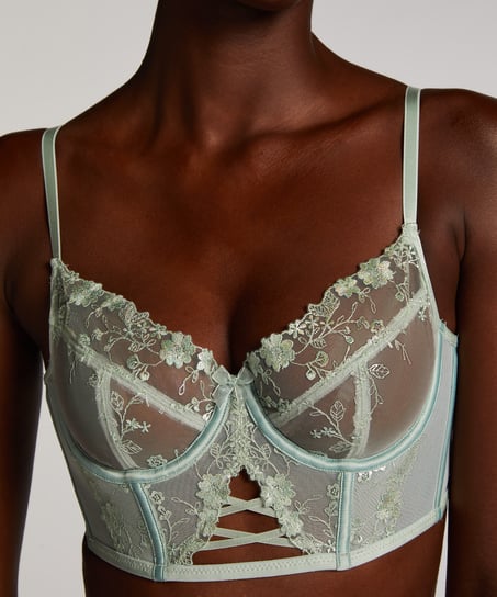 Lillia Non-Padded Underwired Longline Bra, Green