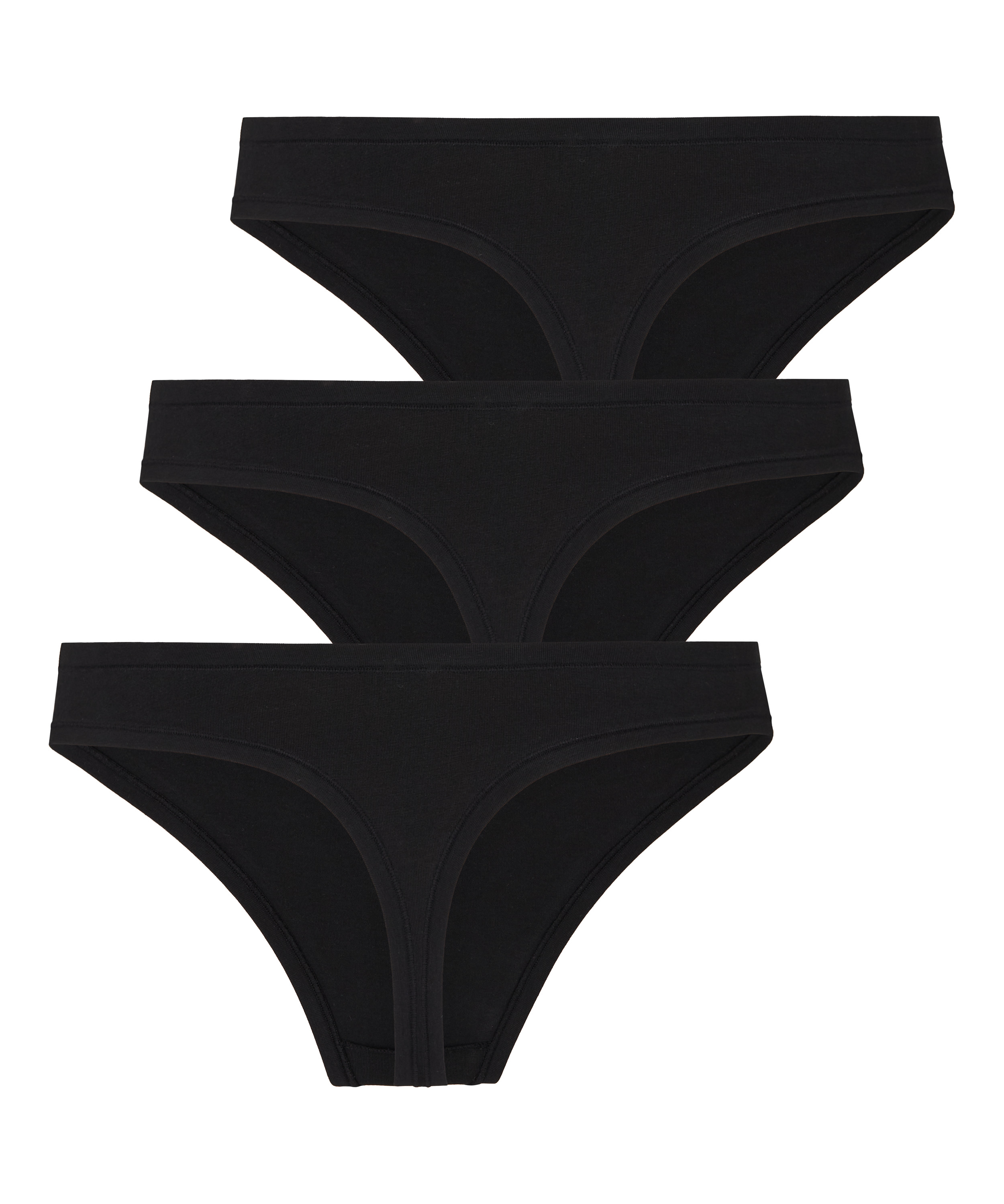 Multipack Cotton Thong, Black, main