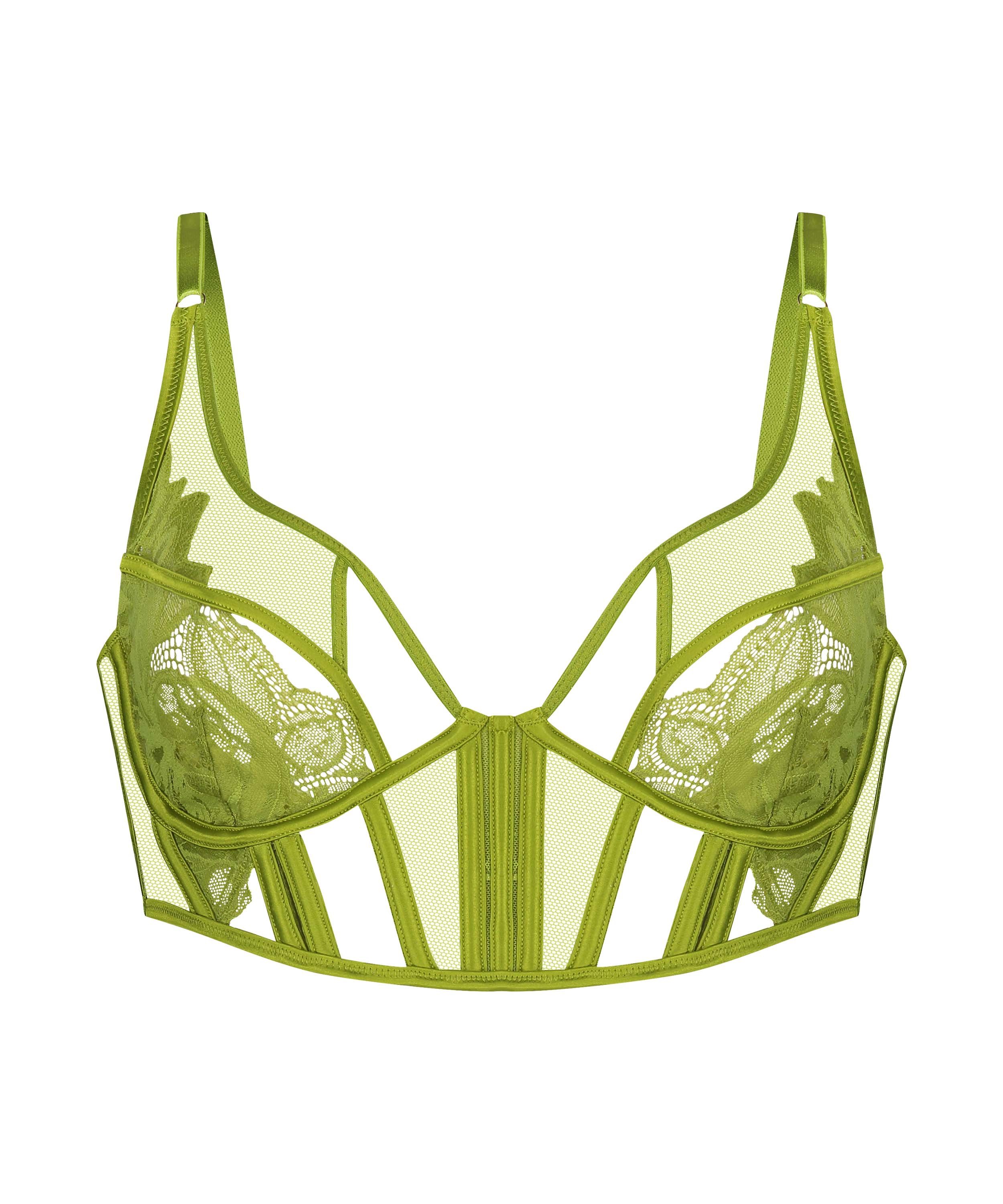 Billie Non-Padded Longline Underwired Bra, Green, main