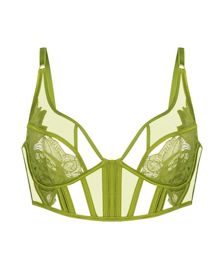 Billie Non-Padded Longline Underwired Bra, Green