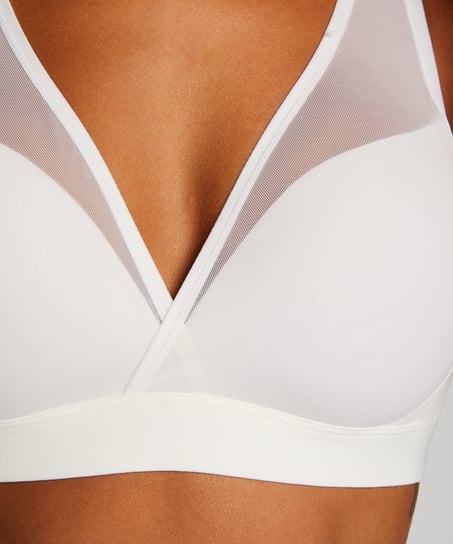 Mesh Padded Non-Underwired Bra, White