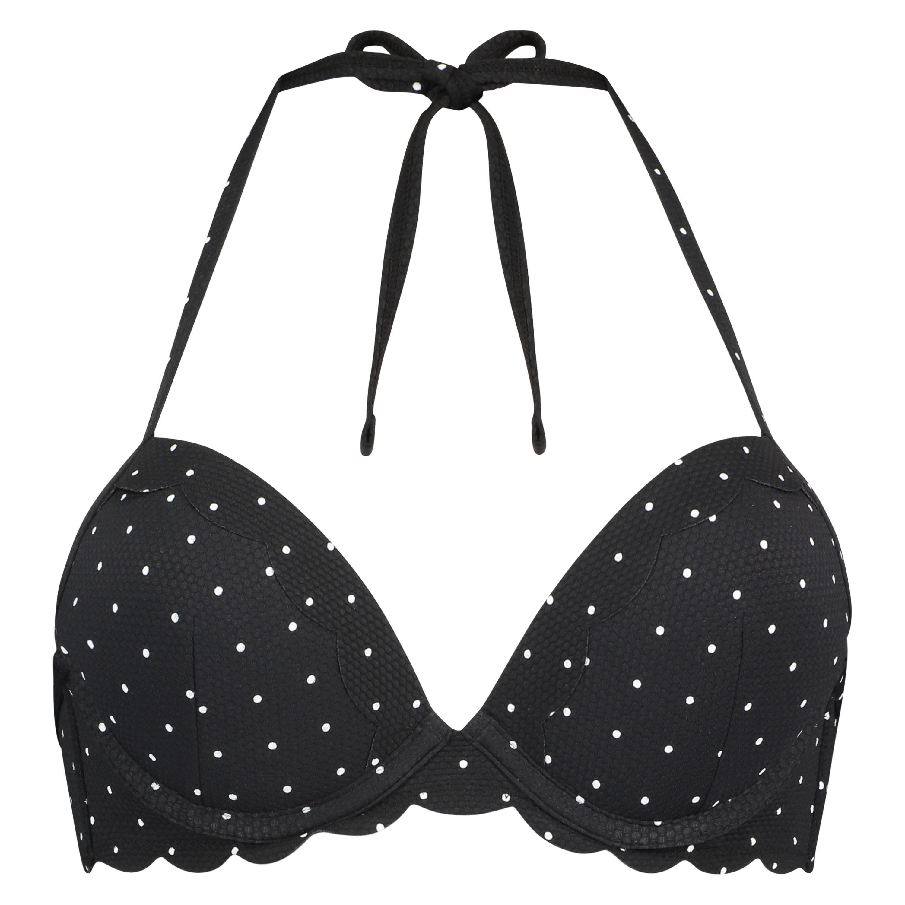Scallop push-up underwired bikini top Cup A - E, Black, main