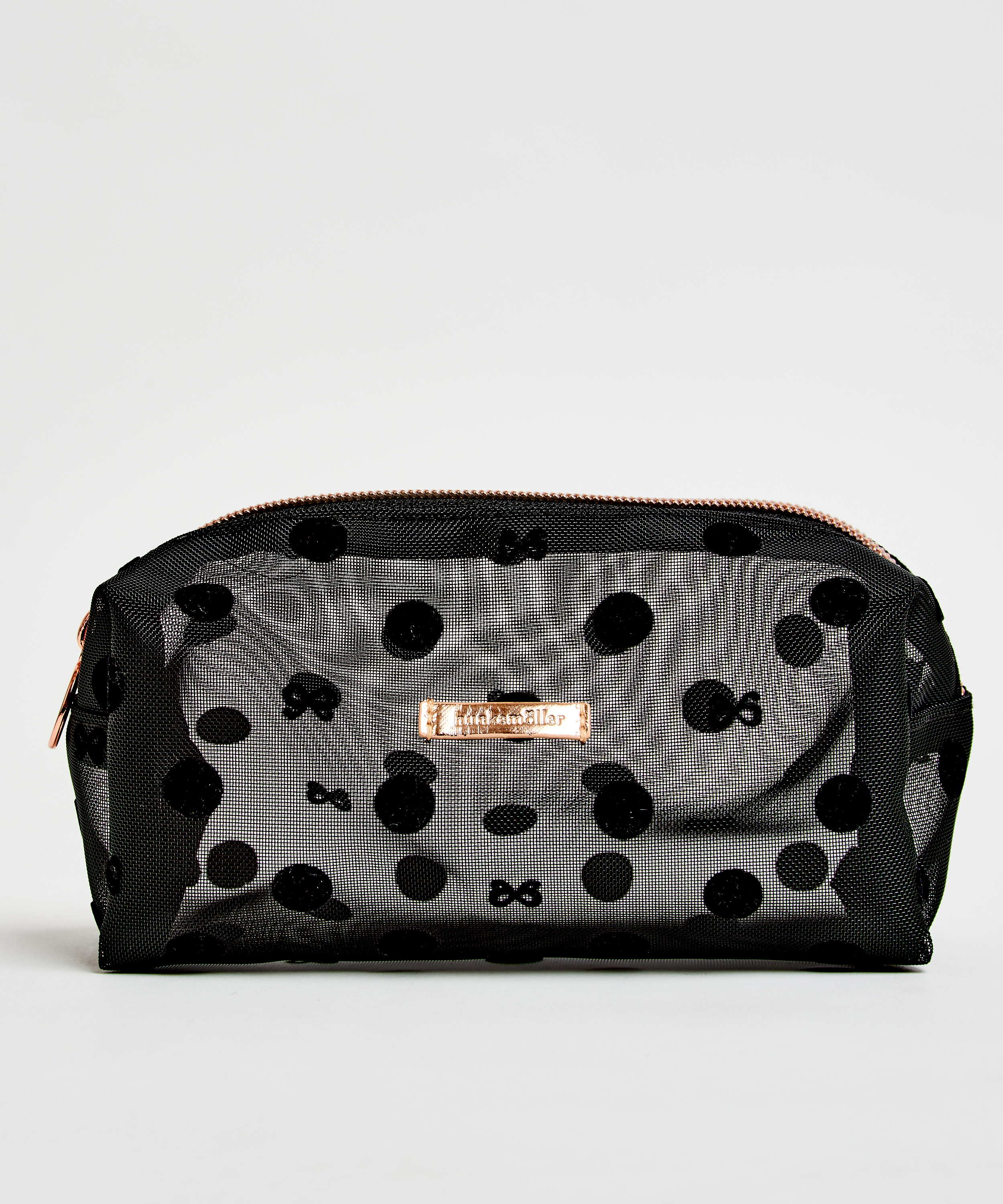 Dotted Mesh Make-Up Bag, Black, main