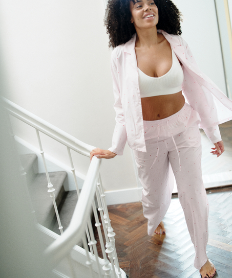 Pant Cotton Stripe Heart, White