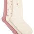 3 Pair Cotton Flower Socks, Pink