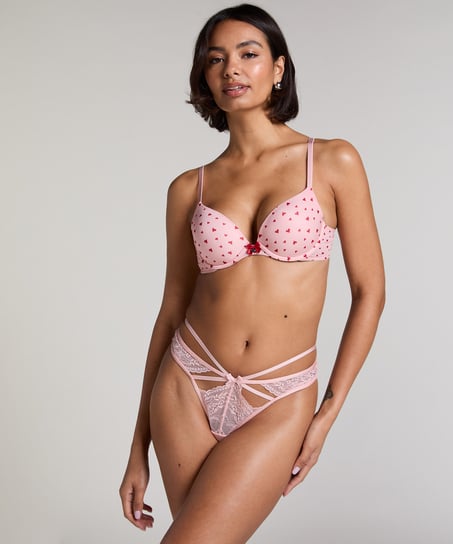 Plunge Padded Underwired Bra, Pink