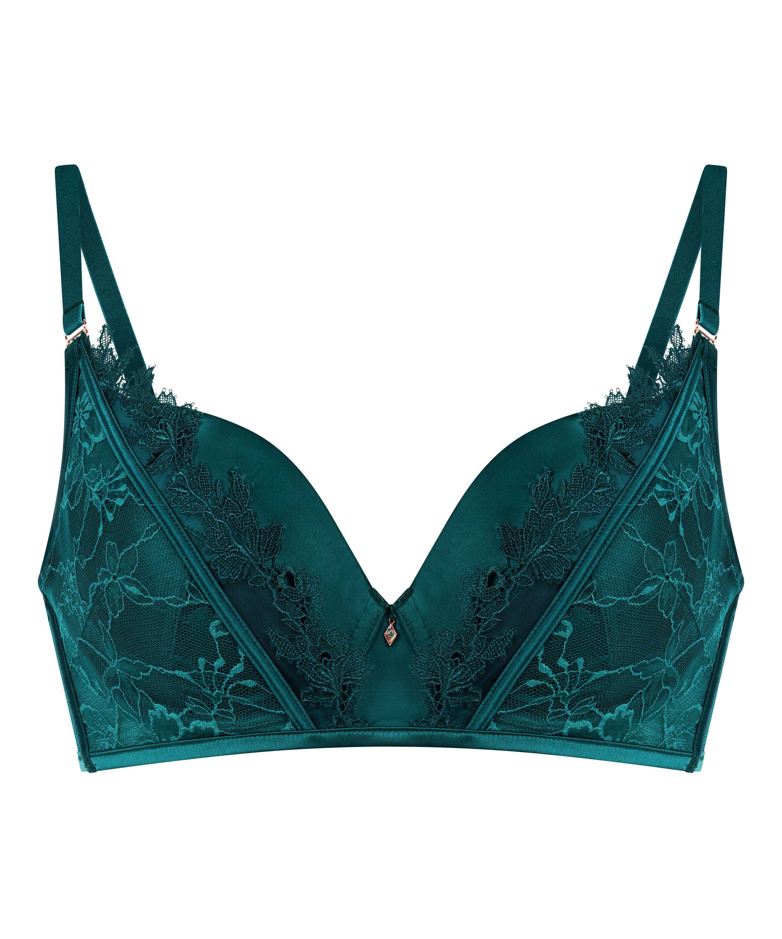 Julia Padded Underwired Longline Bra, Green