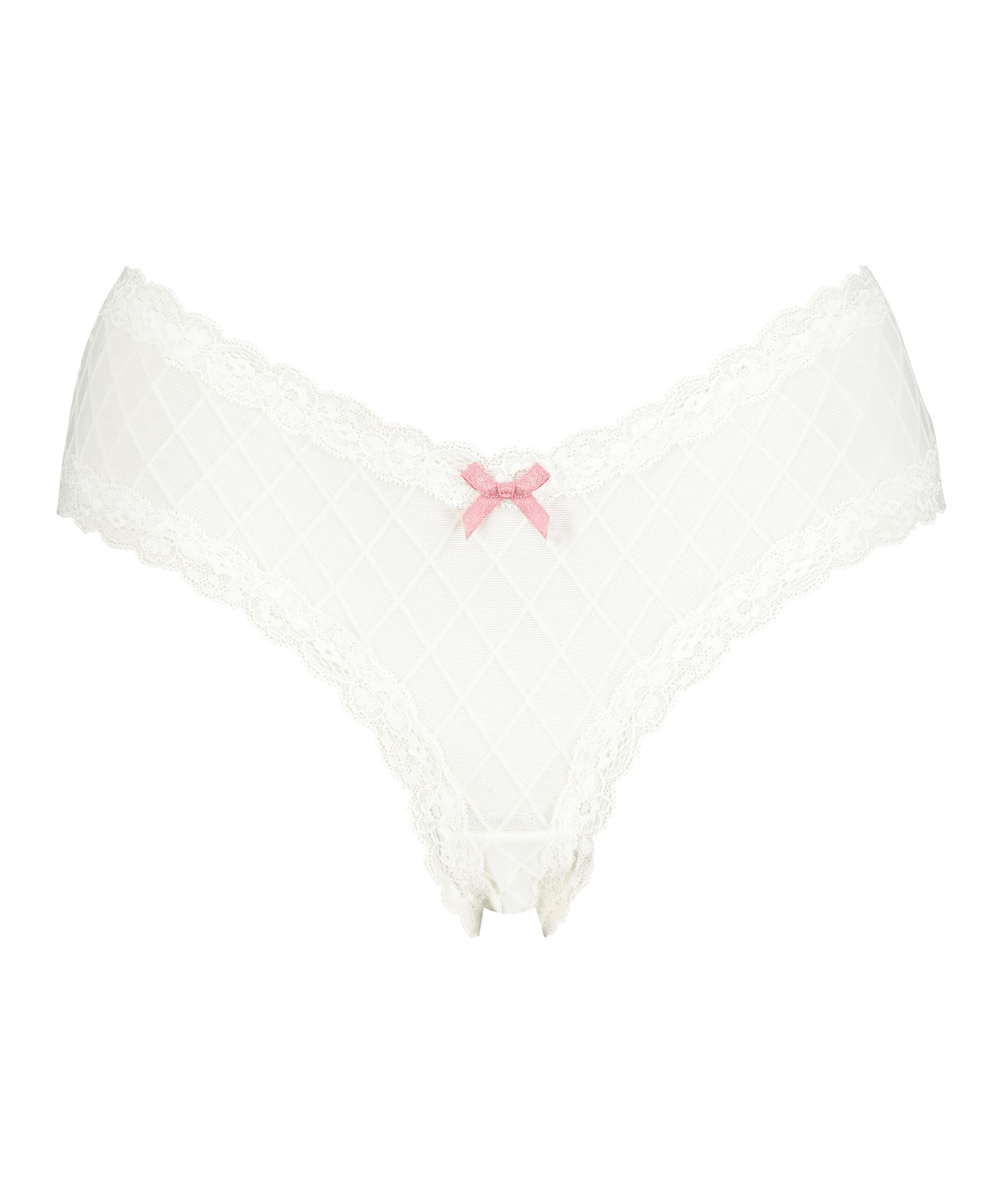 V-shaped Brazilian knickers mesh, White, main