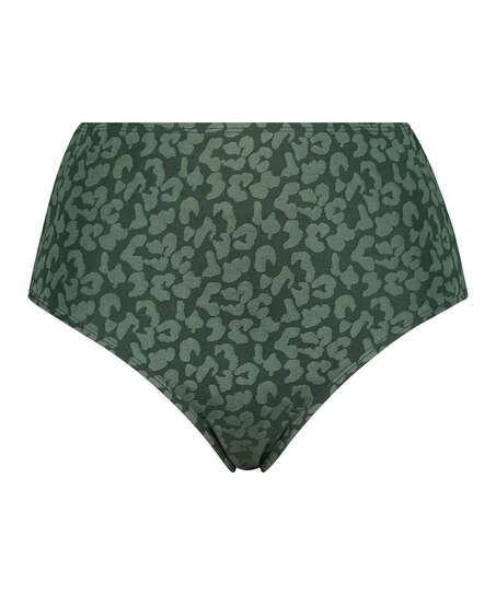 Tonal Leo high-cut bikini bottoms, Green