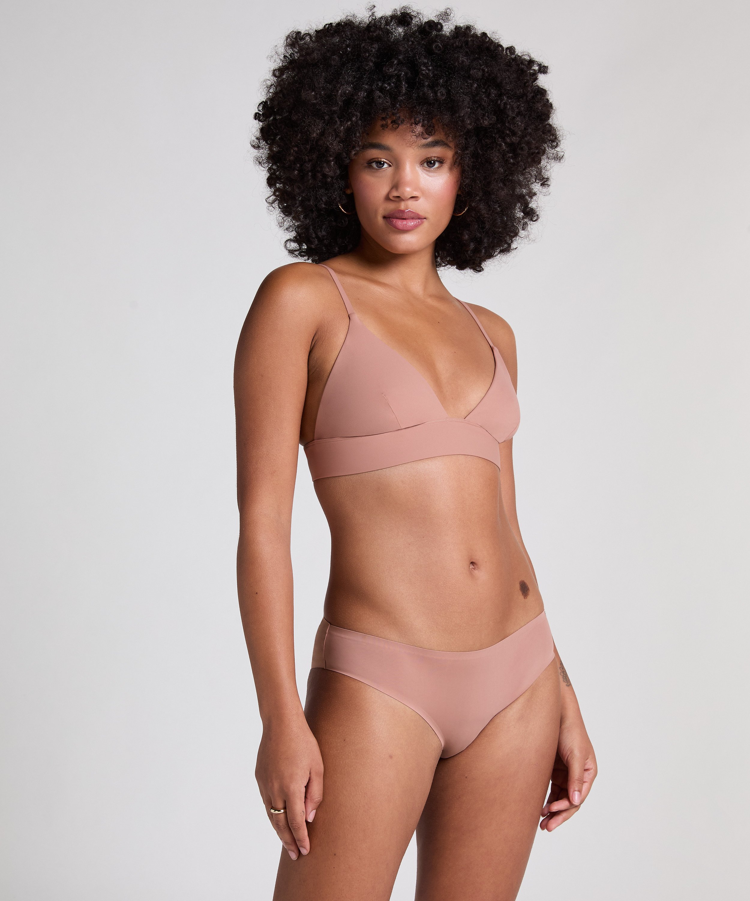 Smooth Triangle Bralette, Brown, main