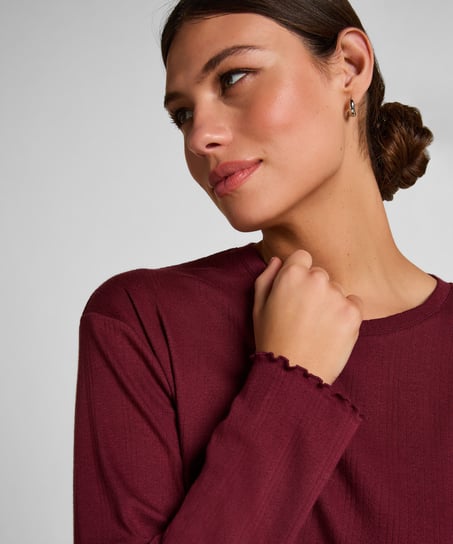 Pyjama Top Loose Pointelle, Red